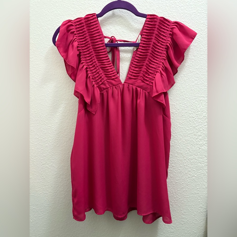 Entro Fuchsia Ruffled Blouse - Picture 2 of 6